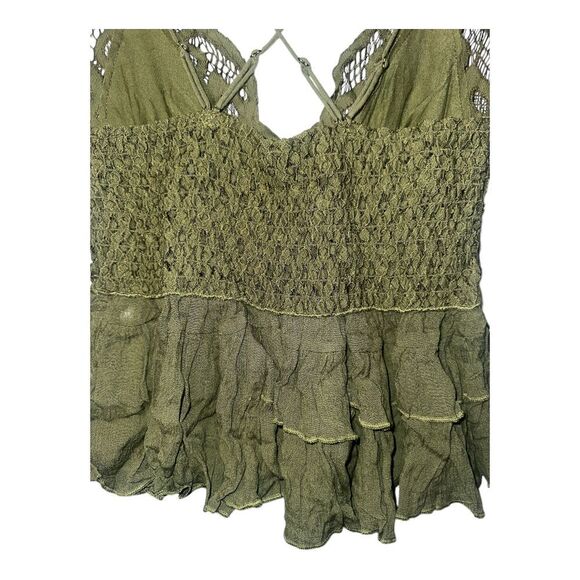 Free People Adella Olive Green Lace Cami, Large - Picture 6 of 9